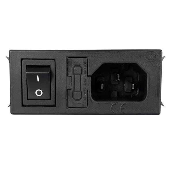 76218003-front-web IEC 60320 C14 Single Fuse Holder DPST Switch Snap-in Multifunction Module