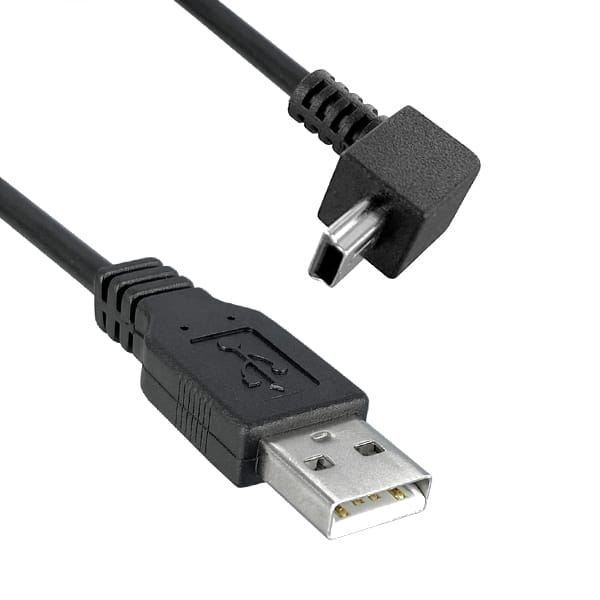 USB 2.0 A Male to USB 2.0 Mini B Male Up Angle Cable WCI Division
