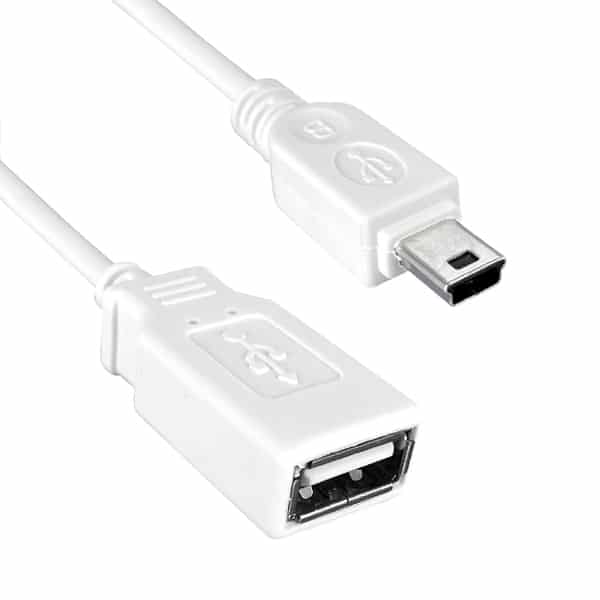 usb afemale-minib-white-web USB 2.0 A Female to USB 2.0 Mini B Male Cable