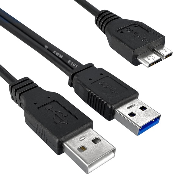 USB 3.0 A Male to USB 3.0 Micro B Male + Power Cable
