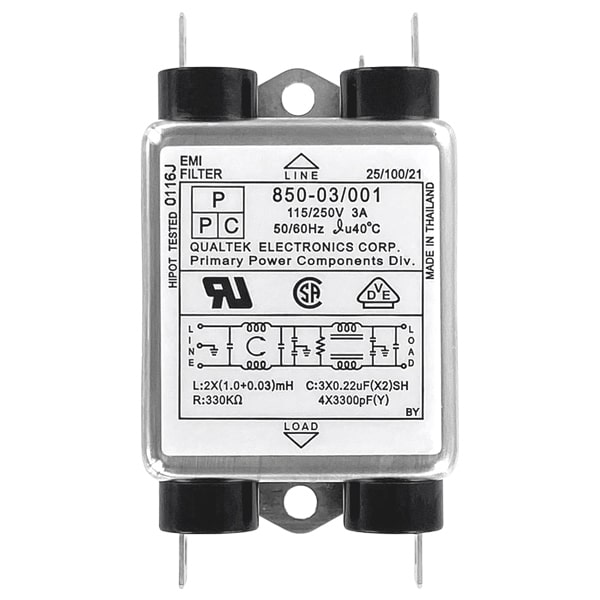 850-03001-front-web 850-03/001 Two-Stage Multi-Purpose Chassis Mount EMI Filter