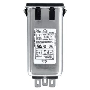 869-20/042 Snap-in IEC 60320 C20 Inlet Filter with 0.250" FASTON Terminals