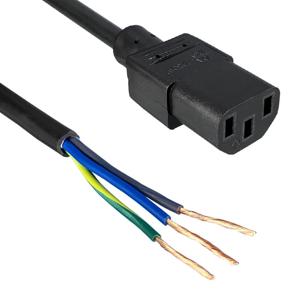 North American Power Cord, ROJ 2", Strip 5/8" to IEC 60320 C13